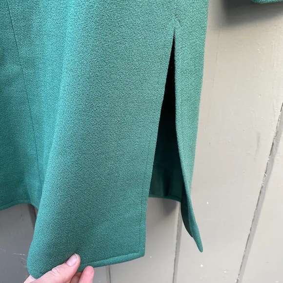 Vintage Green Crepe Car Coat Swing Coat // SIZE S - Picture 6 of 9